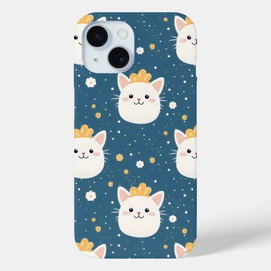 White Royal Cat Pattern Case-Mate iPhone Case (Achterkant)
