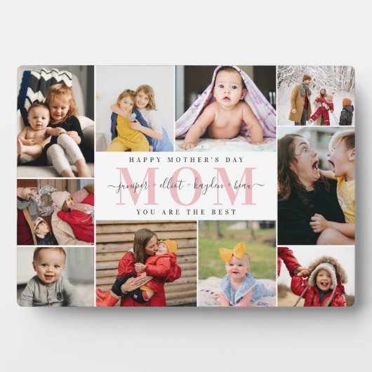 White roze Best mama Moederdag Photo Collage Fotoplaat (voorkant)