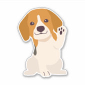 White roze Elegant Cute Beagle Dog Sticker (Voorkant)