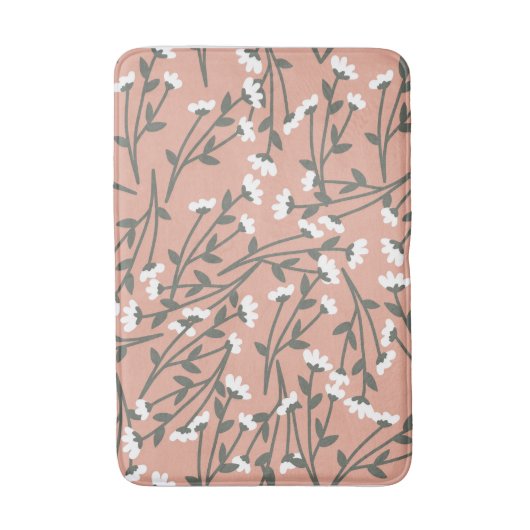 White roze en Green Floral Pattern Badmat (Voorkant Verticaal)