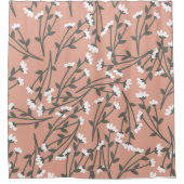White roze en Green Floral Pattern Douchegordijn (Voorkant)