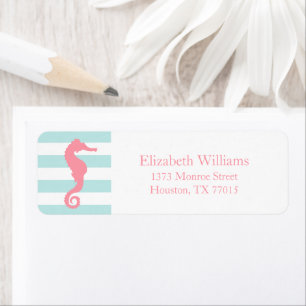 White roze mint Stripes Seahorse Etiket