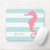 White roze mint Stripes Seahorse Muismat (Met muis)