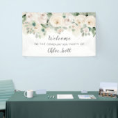 White roze Rose Floral Gradual Party Welkom Spandoek (Beurs)