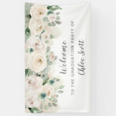 White roze Rose Floral Gradual Party Welkom Spandoek (Verticaal)