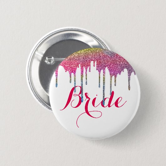 White roze Script Weddenschap Bride Ronde Button 5,7 Cm (Voorkant /achterkant)