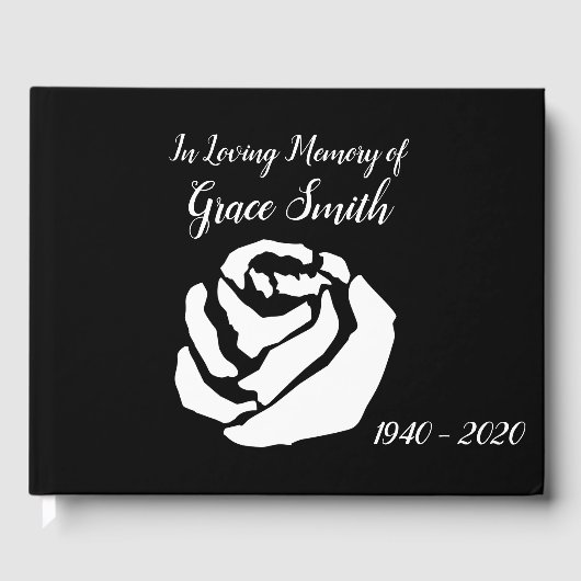 White rozen art begrafenis gastenboek (Voorkant)