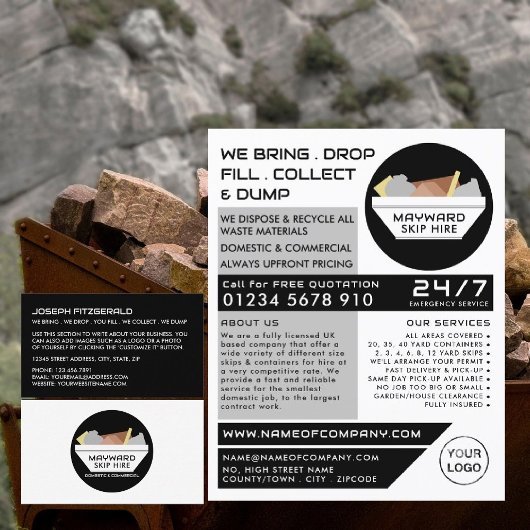 White Rubbish Skip, Skip/Dumpster Company Flyer