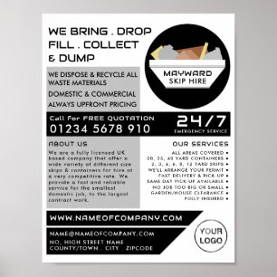 White Rubbish Skip, Skip/Dumpster Company Poster