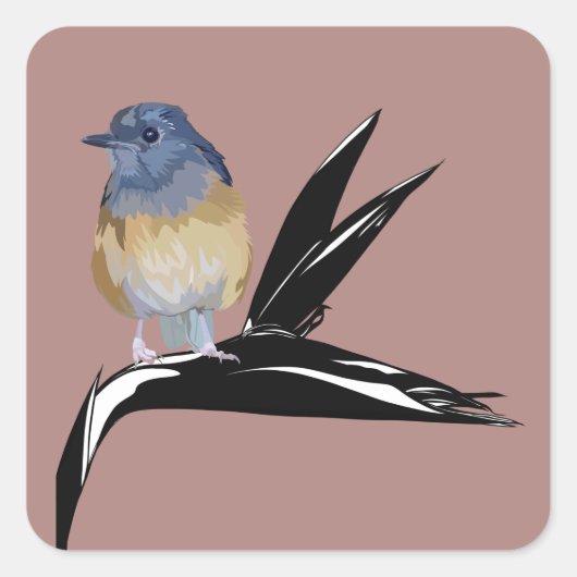 White Rumped Shama bird Vierkante Sticker (Voorkant)