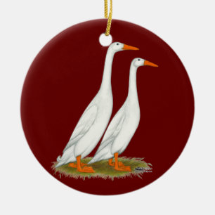 White Runner Ducks Keramisch Ornament