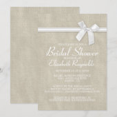 White Rustic Burlap Invitations de douche nuptiale (Devant / Derrière)