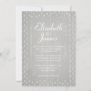 White Rustic Country Barn Wood Wedding Invitations Kaart