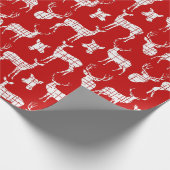 White Rustic Deer on Red Wrapping Paper Cadeaupapier (Hoek)