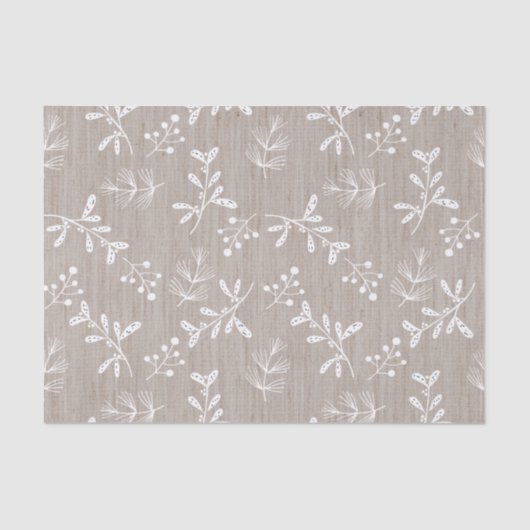 White Rustic Floral Kerstmis Tissuepapier (Voorkant)