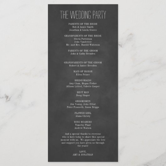 White Rustic Frame Chalk Programme de mariage (Dos)