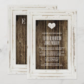 White Rustic Lijst Barn Wood Wedding Invitation Kaart (Voorkant / Achterkant)