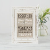 White Rustic Lijst & Burlap Huwelijksuitnodiging Kaart (Staand voorkant)