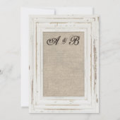 White Rustic Lijst & Burlap Huwelijksuitnodiging Kaart (Achterkant)