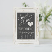 White Rustic Lijst Chalk Typografie Save the Date (Staand voorkant)