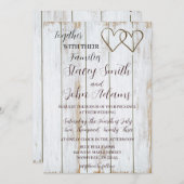White Rustic Wedding Invitation Kaart (Voorkant / Achterkant)