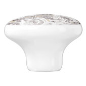 White Rustic Winter Rozen Shabby Chic Kraft Keramische Knop (Zijkant)