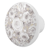 White Rustic Winter Rozen Shabby Chic Kraft Keramische Knop (Rechts)