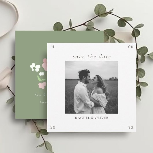 White & Sage | Chic Floral Wedding Save The Date
