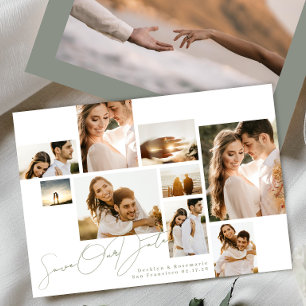 White Sage Green Collage Multi foto bruiloft Save The Date