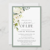 White Sage Green Floral Celebration of Life Kaart (Voorkant)