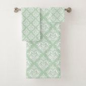 White & Sage Green Floral Damasks Pattern (En situation)