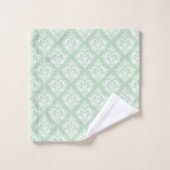 White & Sage Green Floral Damasks Pattern (Gant de toilette)
