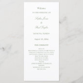 White Sage Green Wedding Programme (Devant)