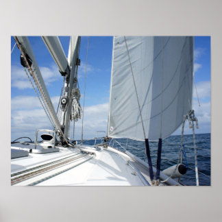White Sailboot Deck Closeup Poster