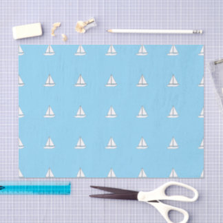 White Sailing Boats on Blue Background Tissue Tissuepapier
