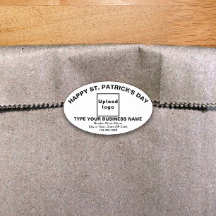 White Saint Patrick Business Oval Shape Sticker