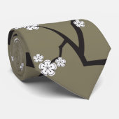 White Sakura Oriental Cherry Blossom Asian Stropda Stropdas (Opgerold)