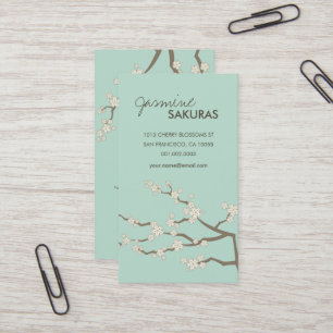 White Sakura Oriental Cherry Blossom Elegant Chic Visitekaartje
