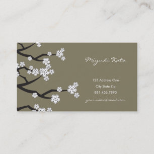White Sakura Oriental Cherry Blossom Elegant Chic Visitekaartje
