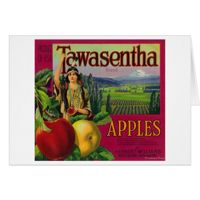 White Salmon, Washington - Tawasentha Apple Labe (Voorkant Horizontaal)