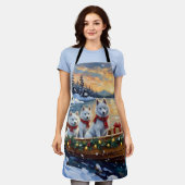 White Samoyed Christmas Boat Holiday Schort (Gedragen)