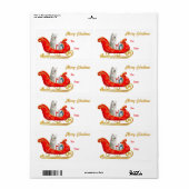 White Samoyed Dog Sleigh Gift Label (Full Sheet)
