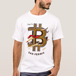 White San Fermin and cryptocurrencies t-shirt. T-shirt