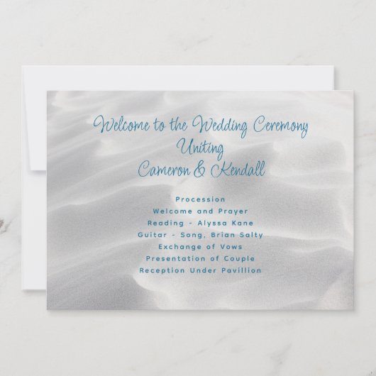 White Sand Beach Wedding Programme (Devant)