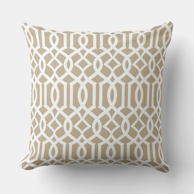 White Sand Moroccan Trellis Decor Pillow Kussen (Voorkant)