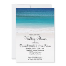 White Sand Ocean Beach Wedding Shower Invitation