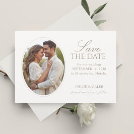 White & Sand | Platte foto trouwkaart Save  The Date