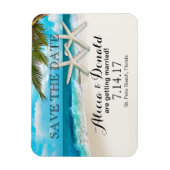 White Sands Beach Zeester Paar Save the Date Magneet (Verticaal)
