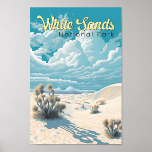 White Sands National Park Reizen Kunst Vintage Poster