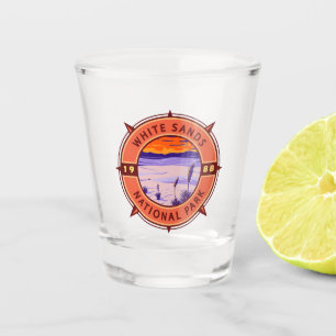 White Sands National Park Retro Compass Embleem Shot Glas